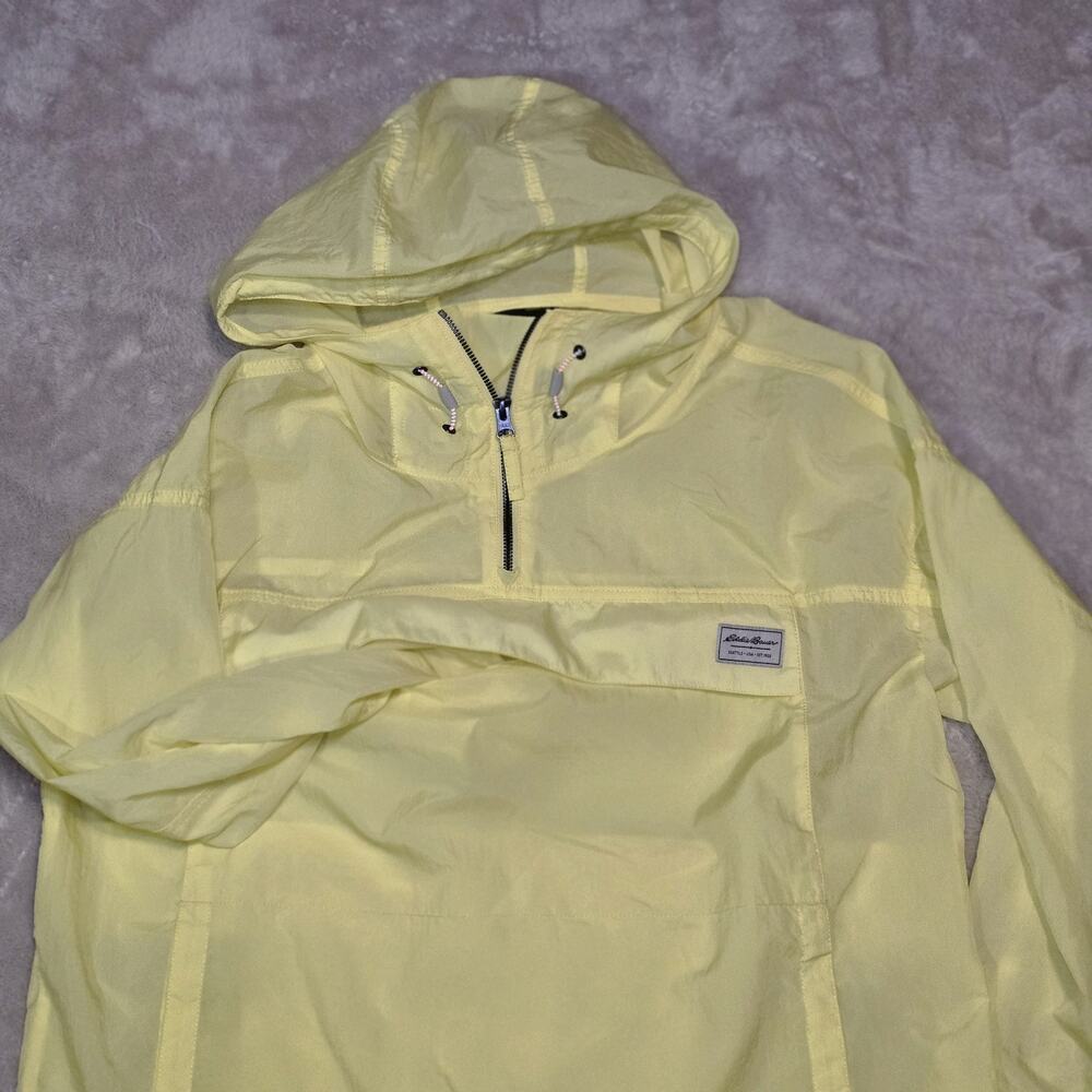 Eddie Bauer Women’s Small Yellow Nylon Half Zip Pullover Windbreaker Hood Jacket - Picture 12 of 12